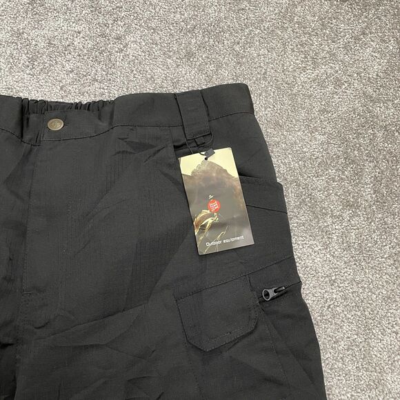 Unbranded Outdoor Cargo Shorts Mens XXL Black Elastic Waist Hiking 37x9 NWT New - Picture 10 of 13